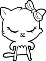 cute cartoon cat with bow vector