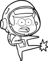 cartoon surprised astronaut kicking vector