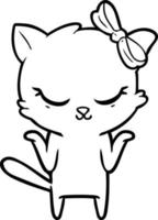 cute cartoon cat with bow vector