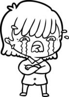 cartoon girl crying vector