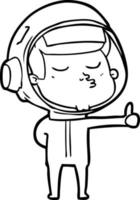 cartoon confident astronaut giving thumbs up sign vector