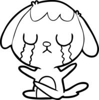 cute cartoon dog crying vector