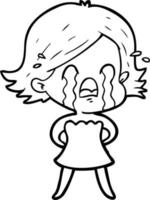 cartoon woman crying vector