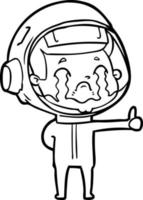 astronauta llorando de dibujos animados vector