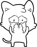 cartoon crying cat vector