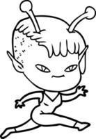 cute cartoon alien girl vector