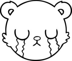 cara de oso de peluche de dibujos animados lindo llorando vector