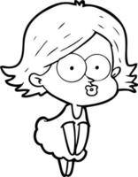 cartoon girl pouting vector