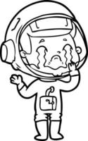 astronauta llorando de dibujos animados vector