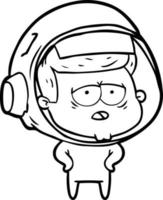 cartoon tired astronaut vector