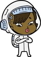 cartoon astronaut woman vector