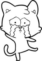 cartoon crying cat vector