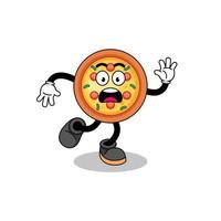 slipping pizza mascot illustration vector