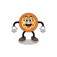 pizza cartoon with surprised gesture vector