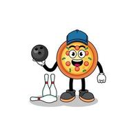 Mascot of pizza as a bowling player vector