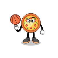 ilustración de pizza como jugador de baloncesto vector