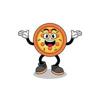 pizza cartoon searching with happy gesture vector