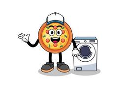 pizza illustration as a laundry man vector