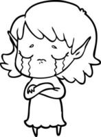 cartoon crying elf girl vector