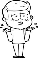 cartoon tired man vector