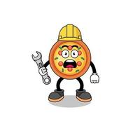 ilustración de personaje de pizza con error 404 vector