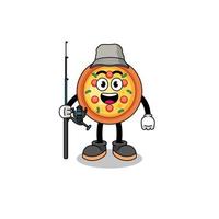 Mascot Illustration of pizza fisherman vector