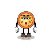 pizza cartoon with fatigue gesture vector