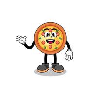 dibujos animados de pizza con pose de bienvenida vector