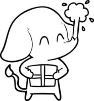 cute cartoon elephant spouting water vector