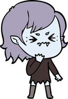 annoyed cartoon vampire girl vector