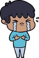 cartoon boy crying vector