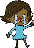 cartoon woman crying vector