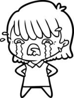 cartoon girl crying vector