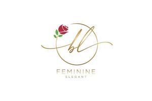 initial BL Feminine logo beauty monogram and elegant logo design, handwriting logo of initial signature, wedding, fashion, floral and botanical with creative template. vector