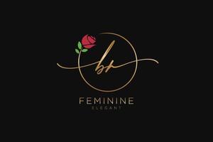 initial BR Feminine logo beauty monogram and elegant logo design, handwriting logo of initial signature, wedding, fashion, floral and botanical with creative template. vector