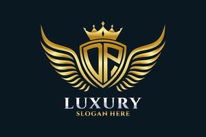 Luxury royal wing Letter DP crest Gold color Logo vector, Victory logo, crest logo, wing logo, vector logo template.