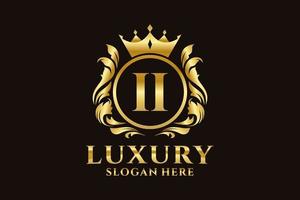Initial II Letter Royal Luxury Logo template in vector art for luxurious branding projects and other vector illustration.