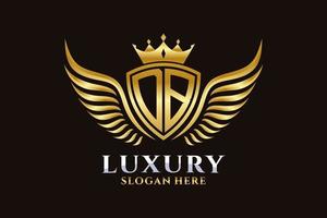 Luxury royal wing Letter DB crest Gold color Logo vector, Victory logo, crest logo, wing logo, vector logo template.