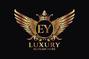 Luxury royal wing Letter EY crest Gold color Logo vector, Victory logo, crest logo, wing logo, vector logo template.