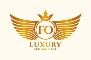 Luxury royal wing Letter FO crest Gold color Logo vector, Victory logo, crest logo, wing logo, vector logo template.