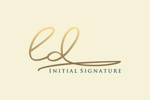 Initial LD Letter Signature Logo Template elegant design logo. Hand drawn Calligraphy lettering Vector illustration.