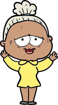 cartoon happy old lady