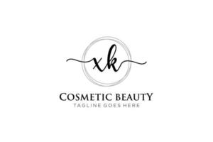 initial XK Feminine logo beauty monogram and elegant logo design, handwriting logo of initial signature, wedding, fashion, floral and botanical with creative template. vector