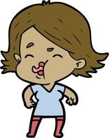 cartoon girl pulling face vector