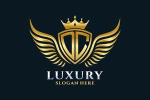 Luxury royal wing Letter DC crest Gold color Logo vector, Victory logo, crest logo, wing logo, vector logo template.