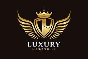 Luxury royal wing Letter DV crest Gold color Logo vector, Victory logo, crest logo, wing logo, vector logo template.