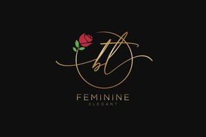 initial BT Feminine logo beauty monogram and elegant logo design, handwriting logo of initial signature, wedding, fashion, floral and botanical with creative template. vector