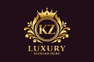 Initial KZ Letter Royal Luxury Logo template in vector art for luxurious branding projects and other vector illustration.