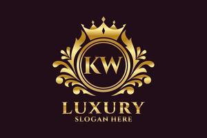 Initial KW Letter Royal Luxury Logo template in vector art for luxurious branding projects and other vector illustration.