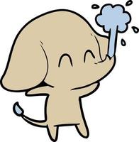 cute cartoon elephant spouting water vector